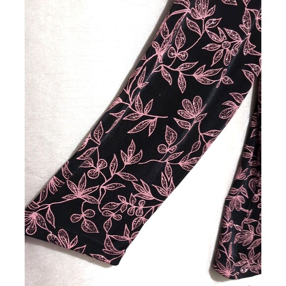 Connected Apparel Black Metallic Pink Sparkle Liquid Knit Top Size XL Festive - Picture 7 of 13